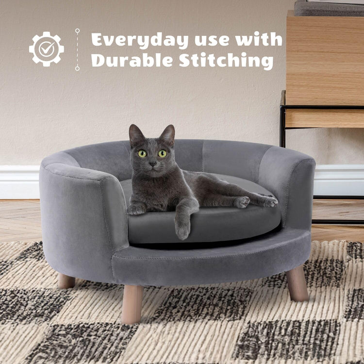 CRITTER SITTERS 33” Faux Suede Ped Bed in Brown, Durable Washable Sofa Couch for Small & Medium Cats & Dogs, Must Have Accessory for Yorkies, Shih Tzus & Frenchies, Kitten & Puppy Essential Furniture