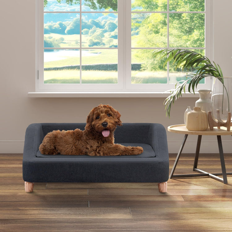 CRITTER SITTERS 33” Faux Suede Ped Bed in Brown, Durable Washable Sofa Couch for Small & Medium Cats & Dogs, Must Have Accessory for Yorkies, Shih Tzus & Frenchies, Kitten & Puppy Essential Furniture