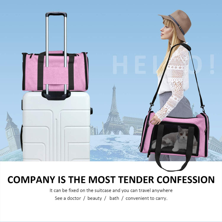 Henkelion Cat Carriers Dog Carrier Pet Carrier For Small / Medium Cats Dogs Puppies (Up To 15lbs), TSA Airline Approved Small Dog Carrier Soft Sided, Collapsible Waterproof Travel Puppy Carrier - Grey