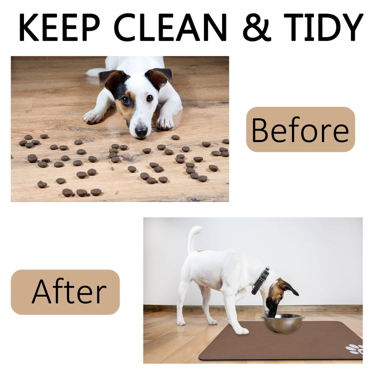 YCT Cat Pet Food Mat - Non-Slip Bottom Absorbent Quick Dry Feeding Mat for Dogs and Cats - Pet Supplies, 11.8"x18.1" Beige