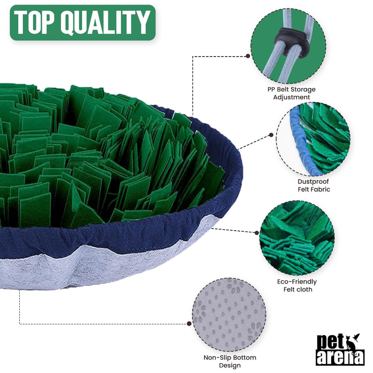 PET ARENA Snuffle Mat for Dogs - Adjustable Interactive Puzzle Toy for Large & Small Breed Slow Feeder for Mental Stimulation & Stress Relief Encourages Natural Foraging Ideal for Indoor & Outdoor Use