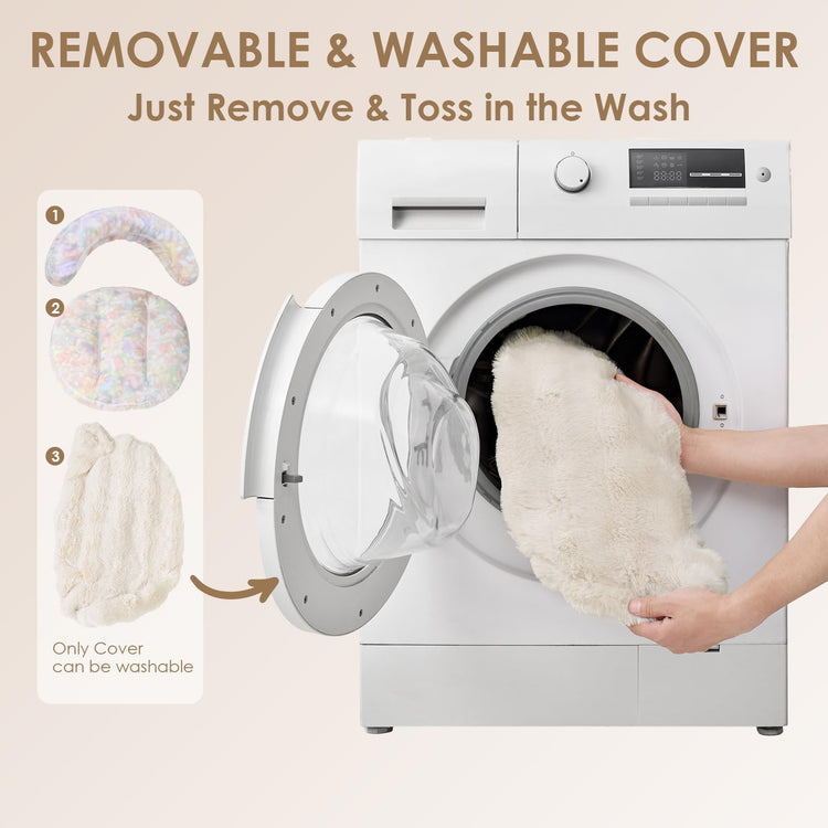 EHEYCIGA Soft Cat Couch Bed for Indoor Cats, Fluffy Small Dog Bed with Removable Washable Cover, Bolster Pet Sofa, Waterproof and Non-Slip, 23" x 23"x 7", Cream