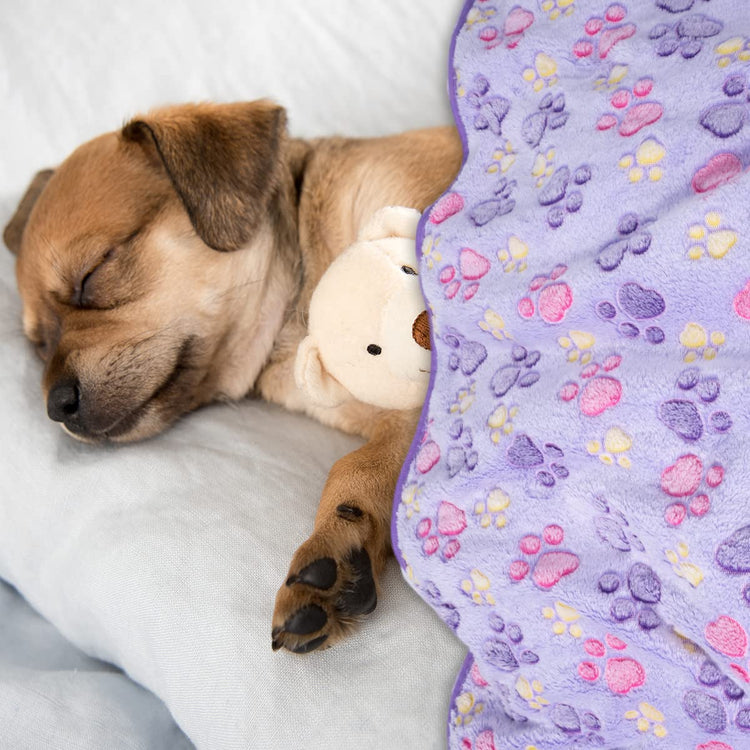Dono 1 Pack 3 Dog Blankets, Soft Fluffy Fleece Pet Blanket Warm Sleep Mat Paw Print Design Puppy Kitten Throw Blanket Doggy Mat Blanket for Dogs
