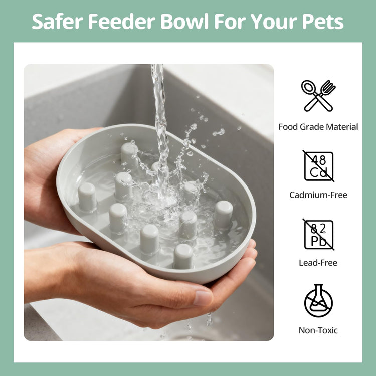 Stainless Steel Bowl for Automatic Microchip Cat Pet Feeder, Sealing Ring Design for Keeping Food Fresh and Reducing Odor, SUS 304, Easy to Clean, 2 Bowl & 1 Mat Set