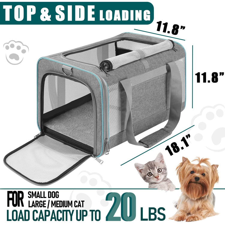 GAPZER Small Dog Carrier Cage Soft Chihuahua / Softshell Big Cat Carrier Maine Coon / Pet Taxi Carrying Bag over 25lbs / Top Loader Travel Kennel Brown