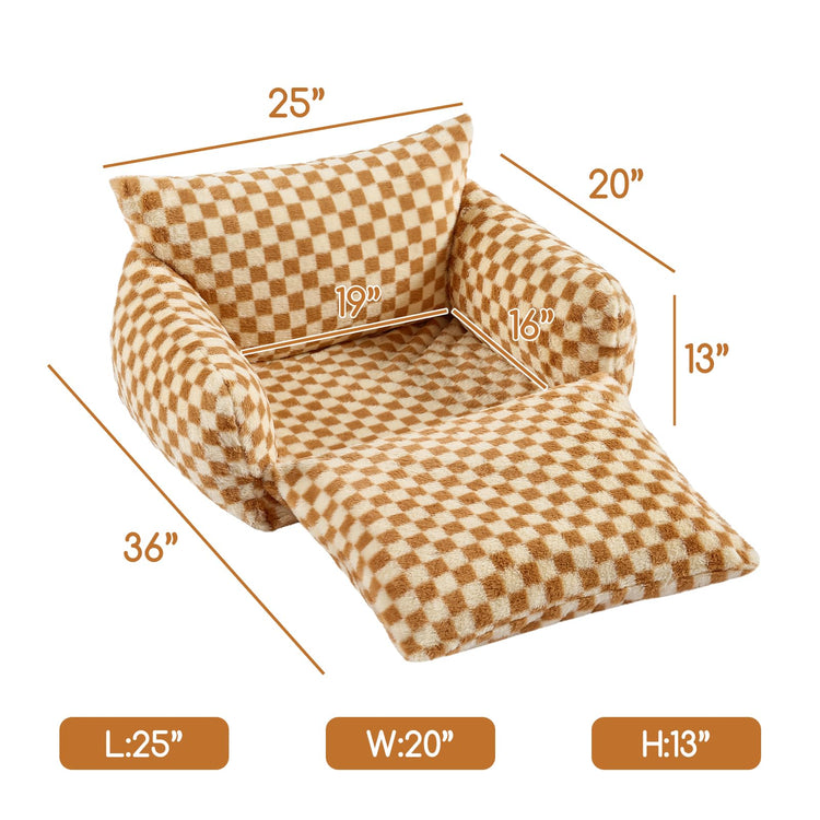 Hollypet Cat Bed Fluffy Plush Multifunctional Double-Layer Machine Washable Soft Warming Kitty Pet Couch Orthopedic Nest Beds for Small Cats Kitten and Dogs up to 13lbs, Khaki(25x20x13 inch)