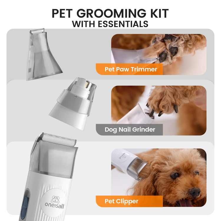oneisall Dog Grooming Vacuum, Pet Grooming Vacuum with Clipper Nail Grinder, 1.5L Dust Cup Dog deshedding Brush with 7 Tools for Shedding Pet Hair, Home Cleaning(Blue)