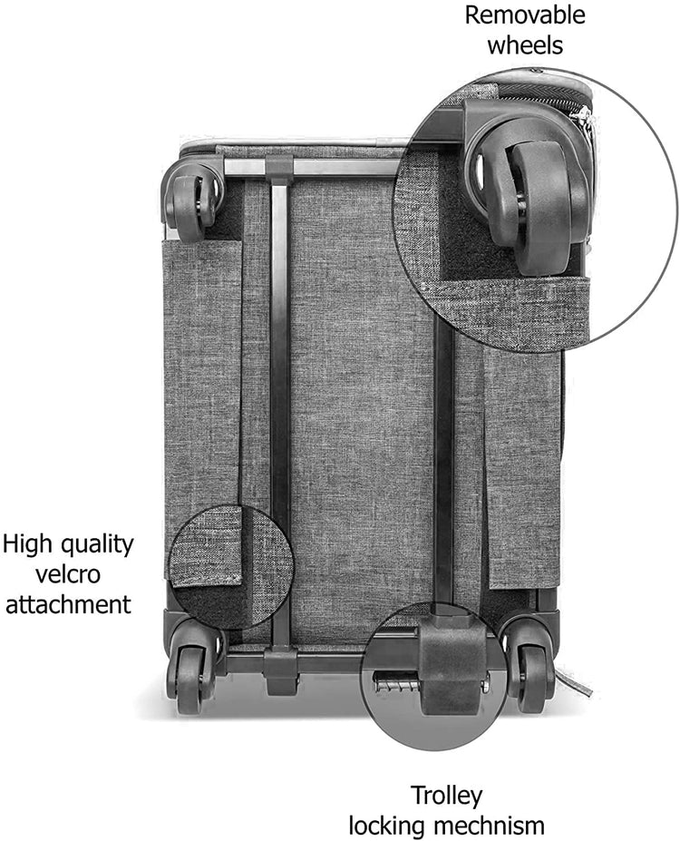RUFF LIFE 101 Airline Approved Expandable Premium Pet Carrier on Wheels- Two Sided Rolling Carrier- Designed for Dogs & Cats- Extra Spacious Soft Lined Carrier! (Black) (RL-PET-CARRIER-WHEELS)