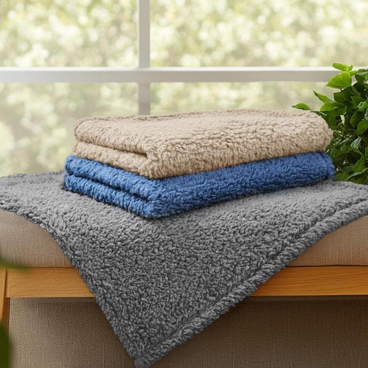 1 Pack 3 Calming Blankets Fluffy Premium Fleece Pet Blanket Soft Sherpa Throw for Dog Puppy Cat Beige Small (23" x16'')
