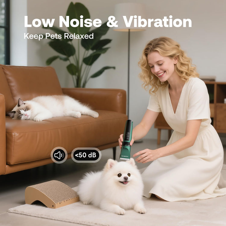 HEAPETS Dog Grooming Clippers, Low Noise, Electric Quiet, Adjustable Clipper Comb, Rechargeable Cordless Dog Hair Clippers for Dogs Cats Pets, Gold