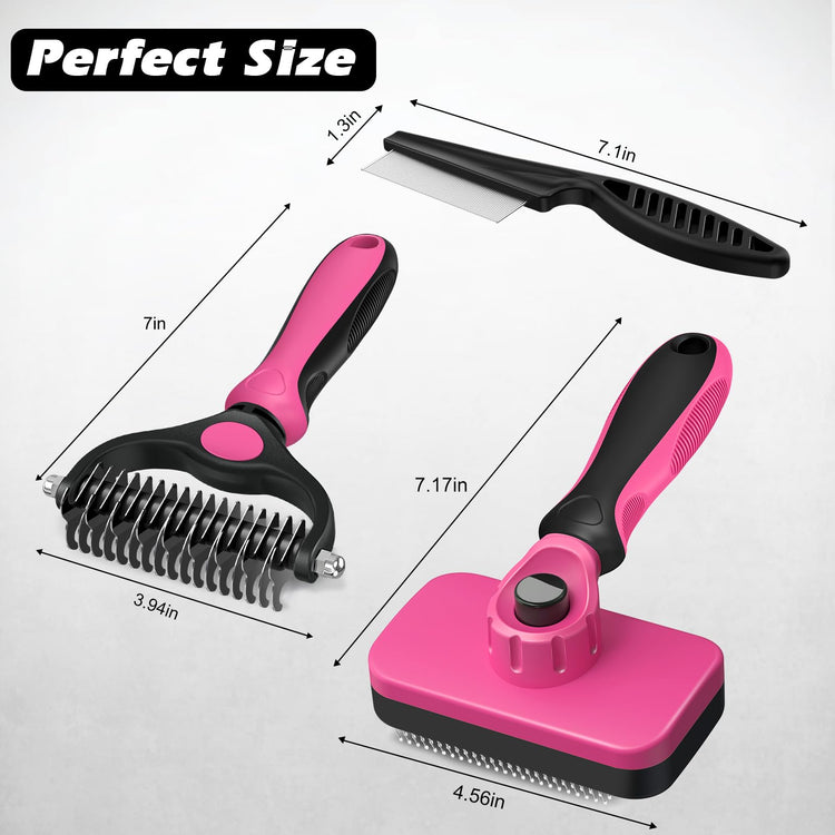 Augwind 7 in 1 Pet Grooming Kit - Dog&Cat Comb, Deshedding Brush, Nail Clipper with File, Bath Brush - Premium Pet Supplies (Blue)