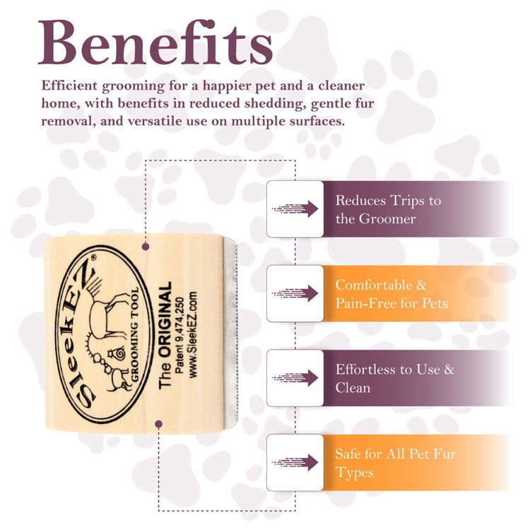 SleekEZ Dog Brush for Shedding & Dog Grooming Supplies | Pet Hair Removal Tool | Great For All Fur Types | For Short, Medium, & Long Hair Pets | Reduces Shedding by 95% | Made in USA | 5 inch