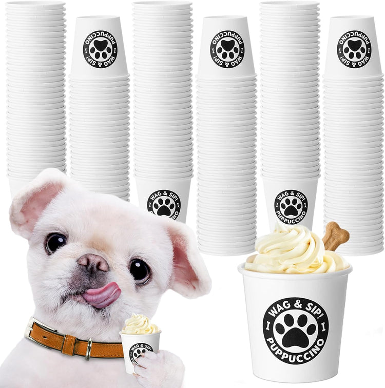 Yungyan 100 Pcs 3 oz Tiny Pup Cups for Dogs Mini Cups for Cream Mini Dog Paw Disposable Paper Container for Cafe Bar Pet Treat Feeding Pet Theme Party Supplies