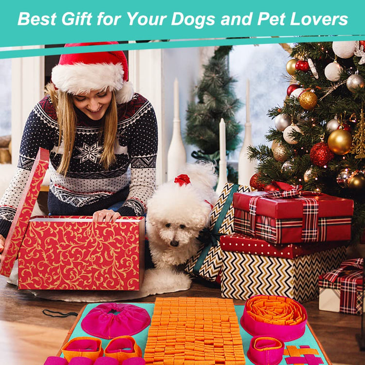 Vivifying Snuffle Mat for Dogs, Interactive Dog Puzzle Toy for Boredom and Mental Stimulation, Enrichment Feeding Game Sniff Mat Helps Slow Eating and Keep Busy