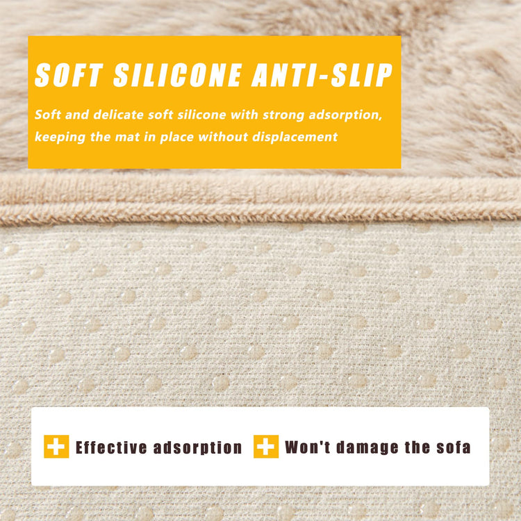 Calming Dog Bed for Couch, 29.5 x 29.5 inch, Non-Slip Luxurious Dog Sofa Mat for Furniture Protector, Perfect for Small, Medium Dogs and Cats (Khaki)