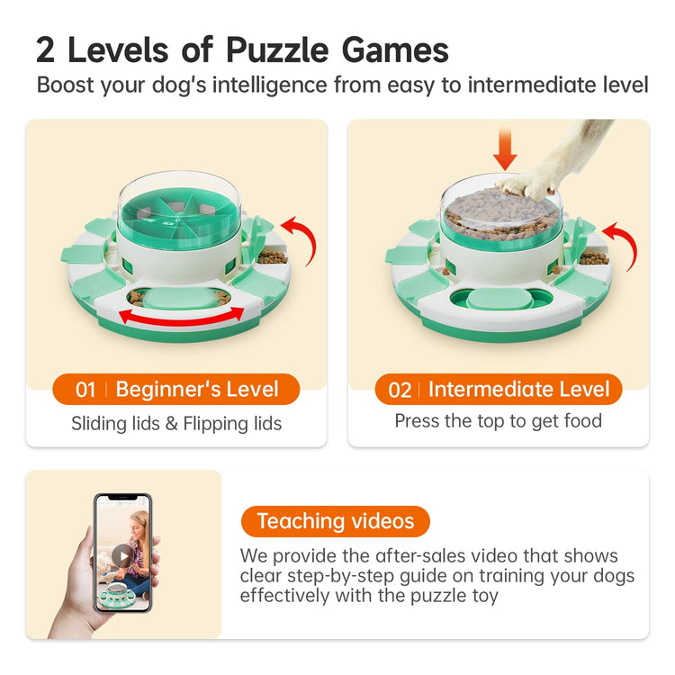 Potaroma Dog Puzzle Toy 2 Levels, Slow Feeder, Pup Food Treat Feeding Dispenser for IQ Training and Entertainment for All Breeds 4.2 Inch Height