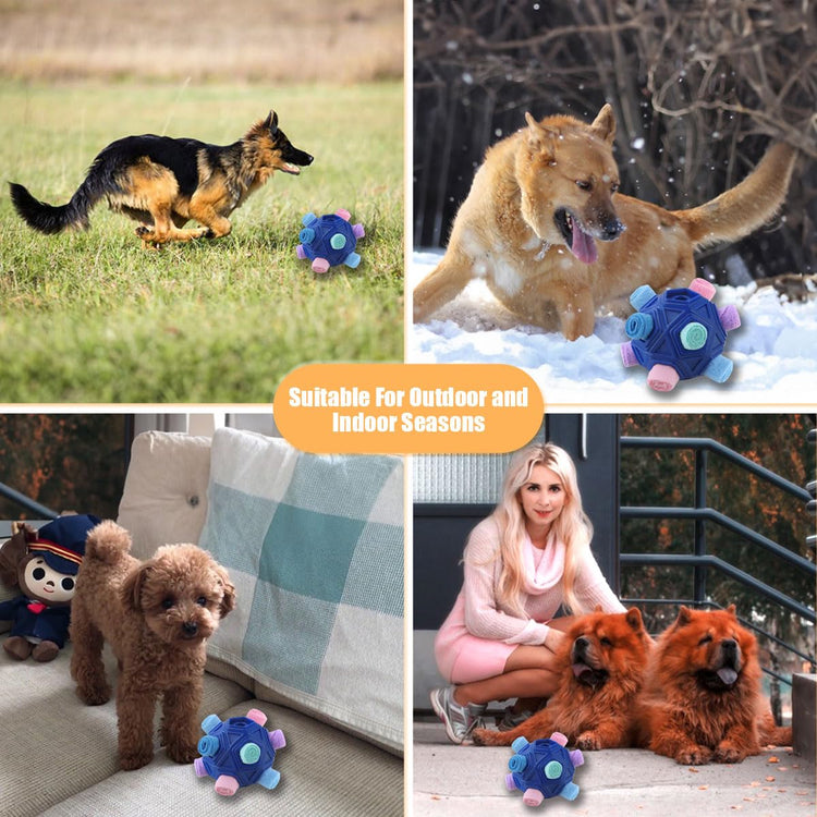 Dog Snuffle Ball-Interactive Puzzle Dog Toys Encourage Natural Foraging Skills Slow Feeder for Training and Stress Relief, Cloth Strip Hiding Food Chew Toys with Squeaky Carrot Toy for Any Size