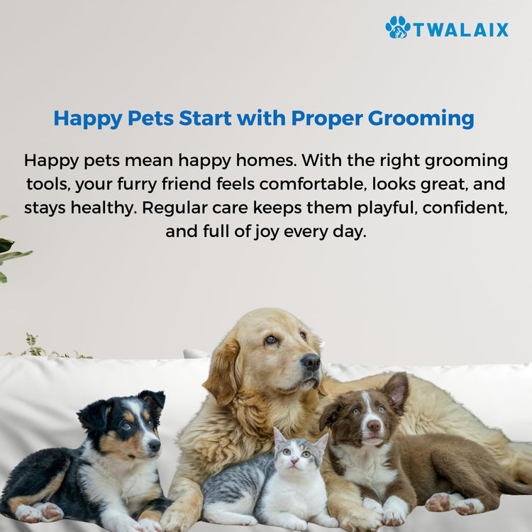 8 in 1 Pet Grooming Kit for Dogs & Cats – Deshedding Brush, Undercoat Rake, Slicker Brush, Nail Clipper, Scissors & Bath Brush for All Coat Types