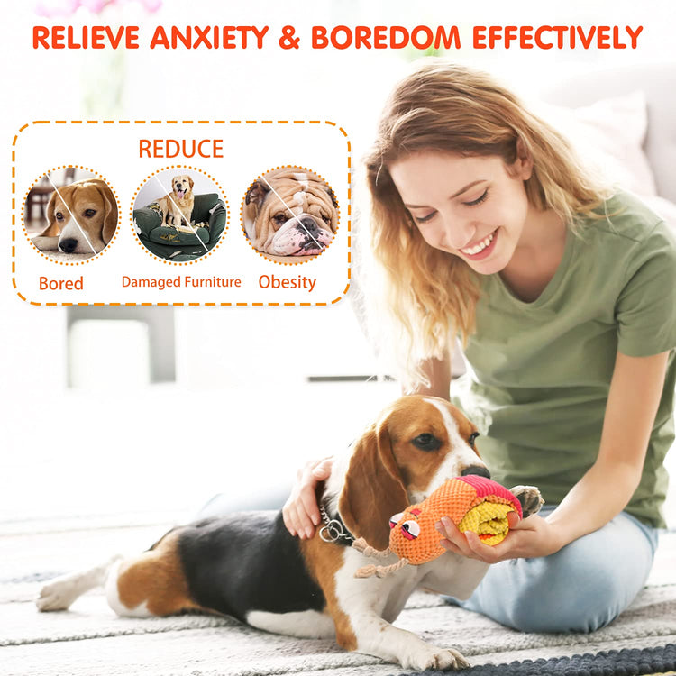 lilfrd Dog Puzzle Toys - Enrichment Squeaky Crinkle Snuffle Treat Dispensing Smart Dog Toys for Boredom and Stimulating, Durable Plush Toys for Large Medium Small Breed - Turtle