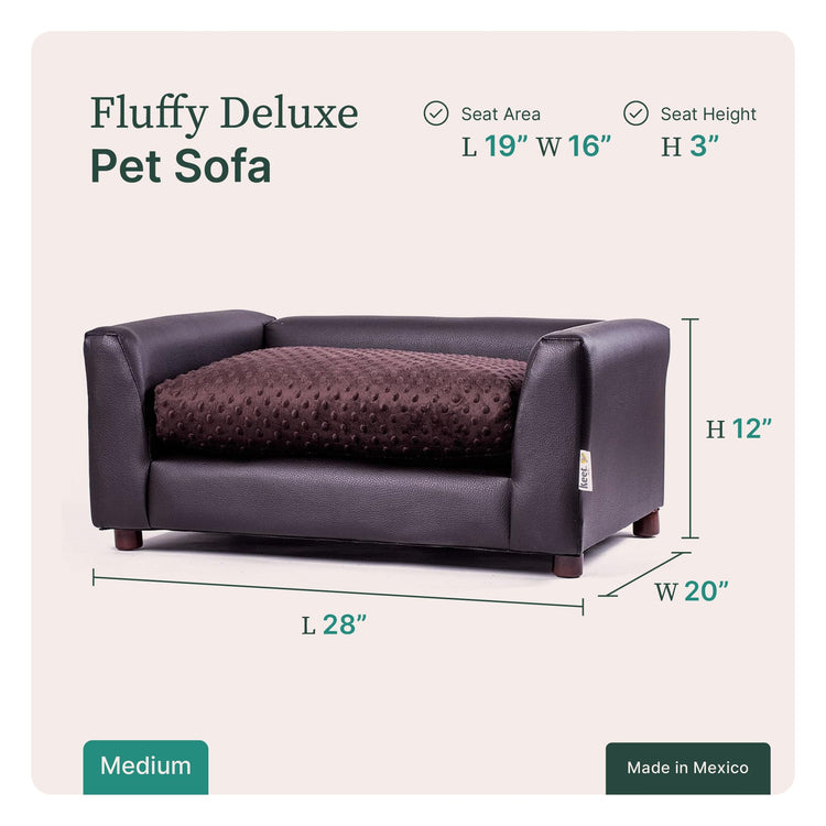 Keet Fluffy Deluxe Pet Bed Sofa Chocolate Small