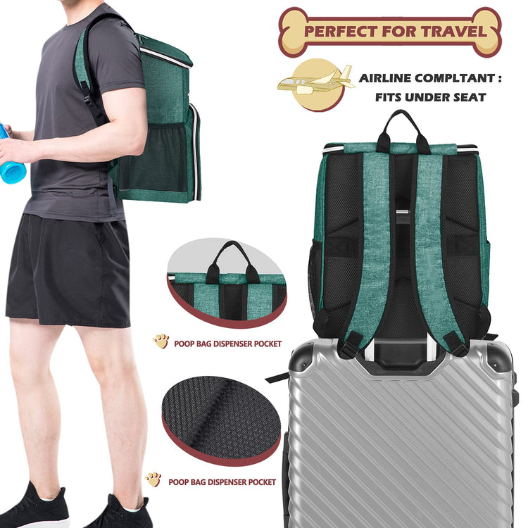 BAGLHER丨Dog Travel Bag Backpack, Airline Approved Pet Supplies Backpack, Dog Travel Bag with 2 Silicone Collapsible Bowls and 2 Food Baskets, Black