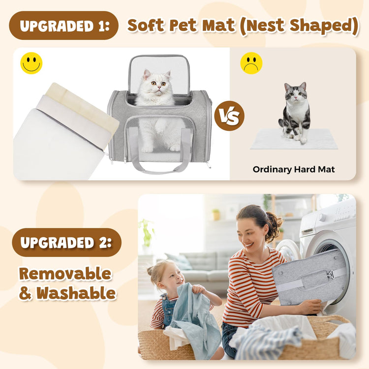 Cat Carrier Soft for Pets Up to 15 Lbs, Cat Travel Bag Soft-Sided with Padded Shoulder Strap, Pet Dog Carriers for Small Dogs Travel Puppy Carry Airline Approved, Pink