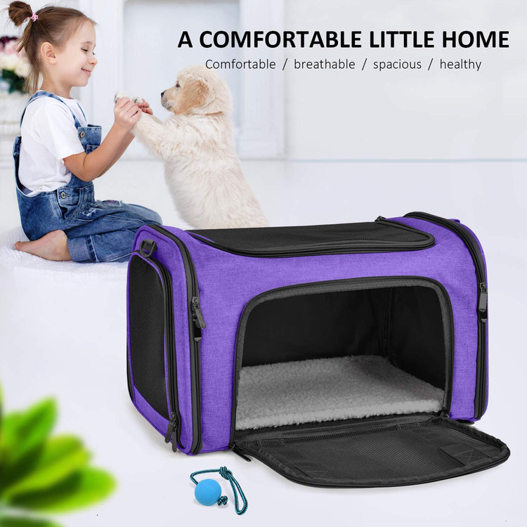 Henkelion Cat Carriers Dog Carrier Pet Carrier For Small / Medium Cats Dogs Puppies (Up To 15lbs), TSA Airline Approved Small Dog Carrier Soft Sided, Collapsible Waterproof Travel Puppy Carrier - Grey