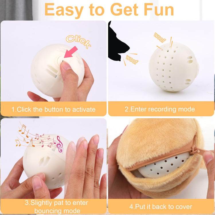 Mity rain Interactive Dog Toys with Thicken Plush, Moving Dog Toy with Recording Mode Shaking & Singing Mode Bouncing, Funny Ball Jumping to Keep Them Busy & Chase, Rechargeable (Octopus)
