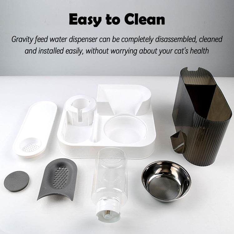 2 in 1 Automatic Cat Feeder & Water Dispenser,Gravity Pet Feeder Stainless Steel Food Water Bowl All-in-One Large Capacity Self Feeding for Cats Dogs Small Medium Pets(Green)