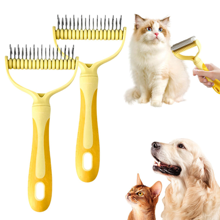 Double-Sided Pet Grooming Brush for Dogs and Cats, 2026 New Dog Deshedding Brush, Dematting Comb Removes Tangles Knots and Loose Fur, Ergonomic Pet Grooming Tool (Blue)