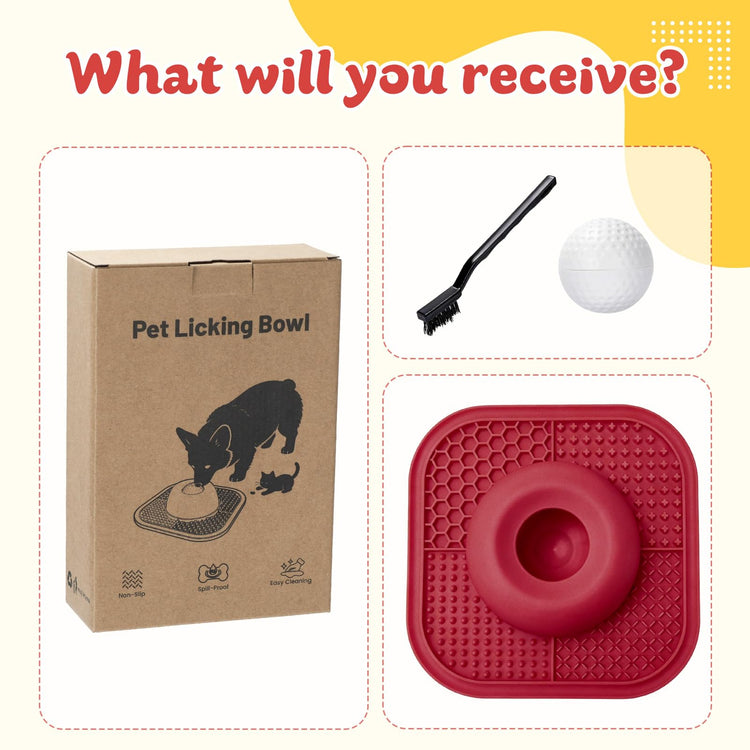 Slow Feeder Dog Bowls & Lick Mat for Liquid and Thick Treat, Anti-Slip Dog Lick Bowl with Interactive Rolling Ball, 5/6 Cup Pup Licking Toy for Large Medium Small Dogs and Cats Blue
