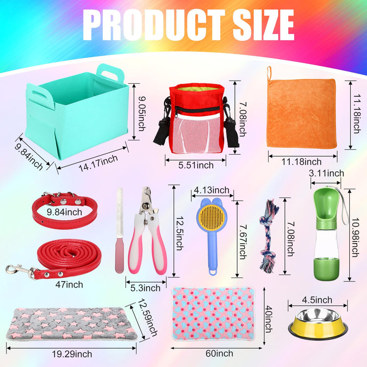 Abbylike 50 Pcs Puppy Supplies Starter Kit for Small Dogs Puppy Essentials Includes Leash, Bowls, Teeth Brushes, Water Bottle, and More Accessories for Dogs Pet Day Welcome Gift(Purple)
