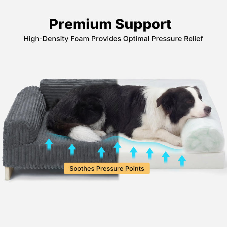 Veehoo Elevated Dog Bed Indoor, Wood Furniture Style Dog Couch Sofa with Removable Washable Cover, Cute & Durable Dogs Bed Furniture for Small Dogs & Puppies Up to 40 lbs
