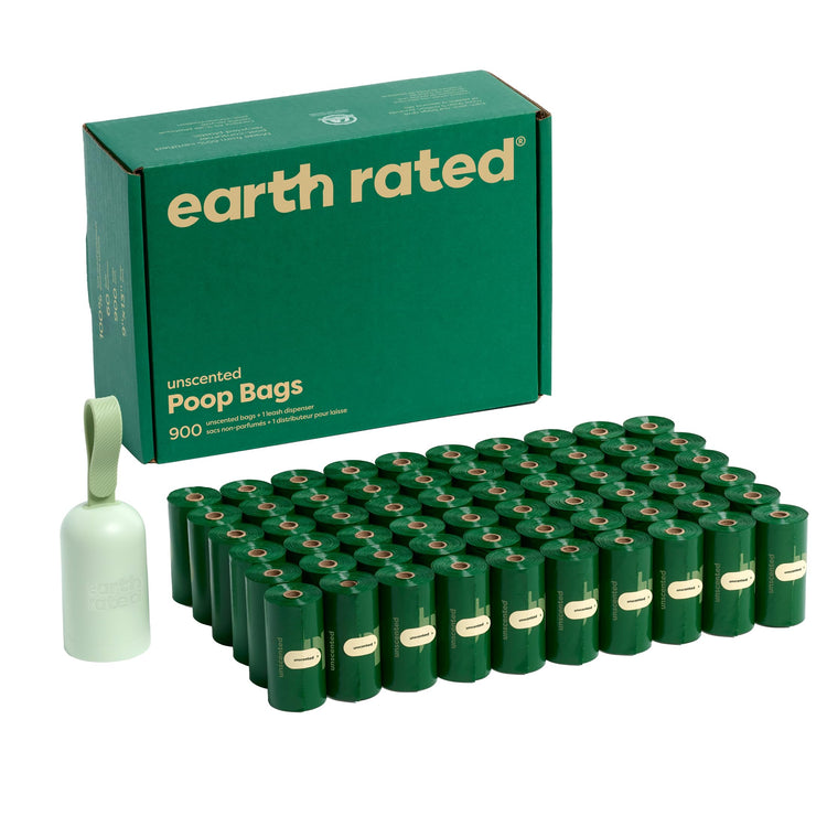 Earth Rated Dog Poop Bag Holder, Durable and Guaranteed Leakproof, Unscented, Dispenser with Starter Roll