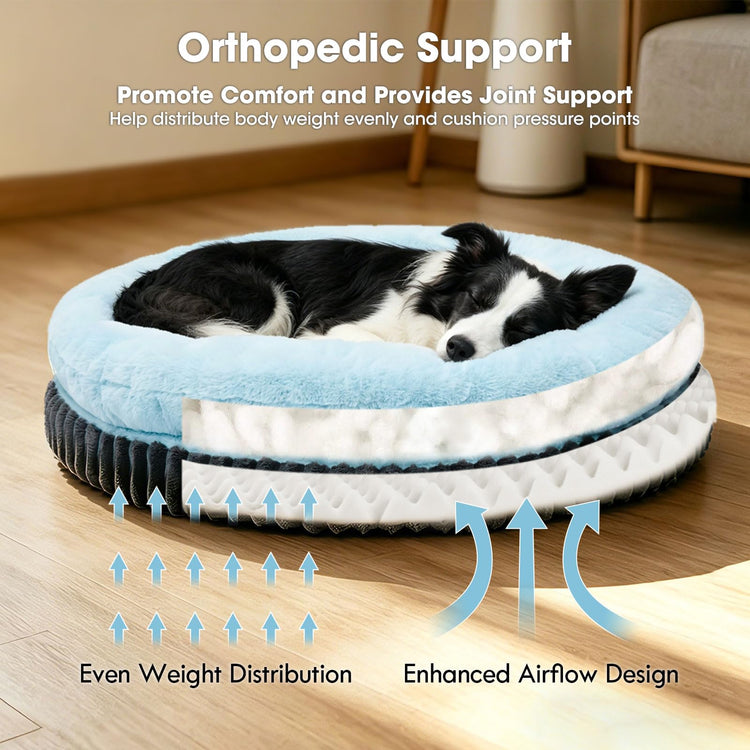 ClevaHome Cat Dog Bed for Small Pets up to 15lbs - Round Cat Beds for Indoor Cats, Machine Washable Comfortable Pet Bed for Puppy and Kitten with Non-Slip Bottom (Washed Green)