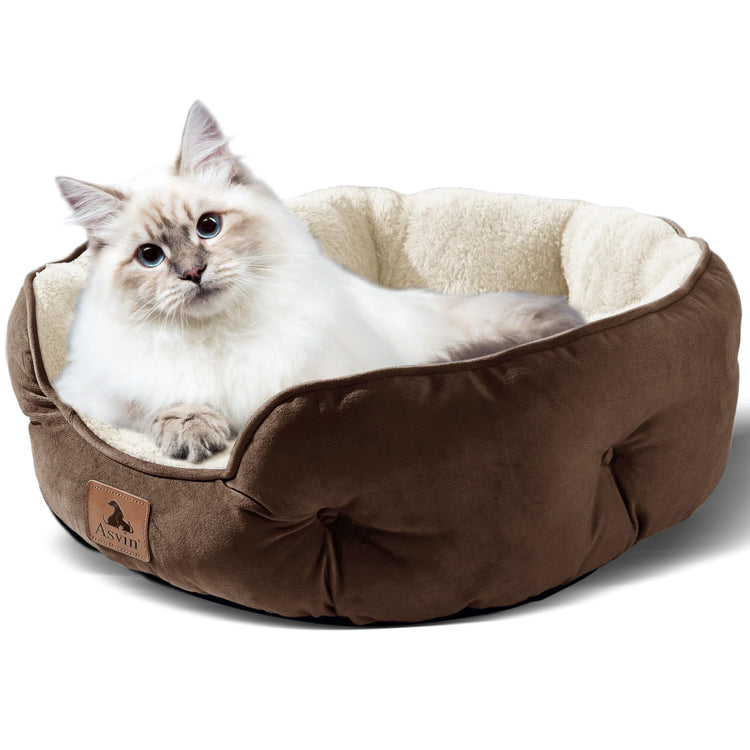 Asvin Small Dog Bed for Small Dogs, Cat Beds for Indoor Cats, Pet Bed for Puppy and Kitty, Extra Soft & Machine Washable with Anti-Slip & Water-Resistant Oxford Bottom, Grey, 20 inches