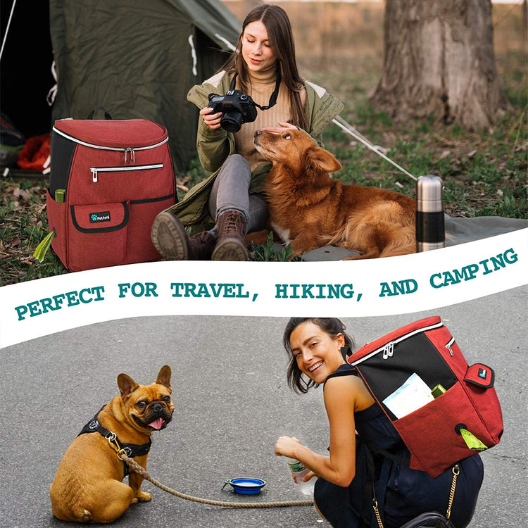 PetAmi Dog Travel Bag Backpack, Airline Approved Dog Bags for Traveling, Puppy Diaper Bag Supplies, Pet Camping Essentials Hiking Accessories Dog Mom Gift, Food Container, Collapsible Bowls, Gray