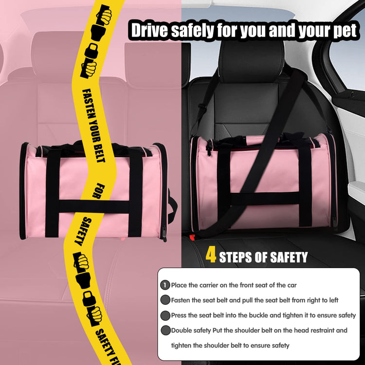 Cat Dog Carriers Soft-Sided Pet Carrier Large Cats for Medium Big Cat Small Dog Puppy up to 16lbs TSA Airline Approved Animal Collapsible Cat Carrier Carriers Travel Carrier Cat Bag (17x11x11)