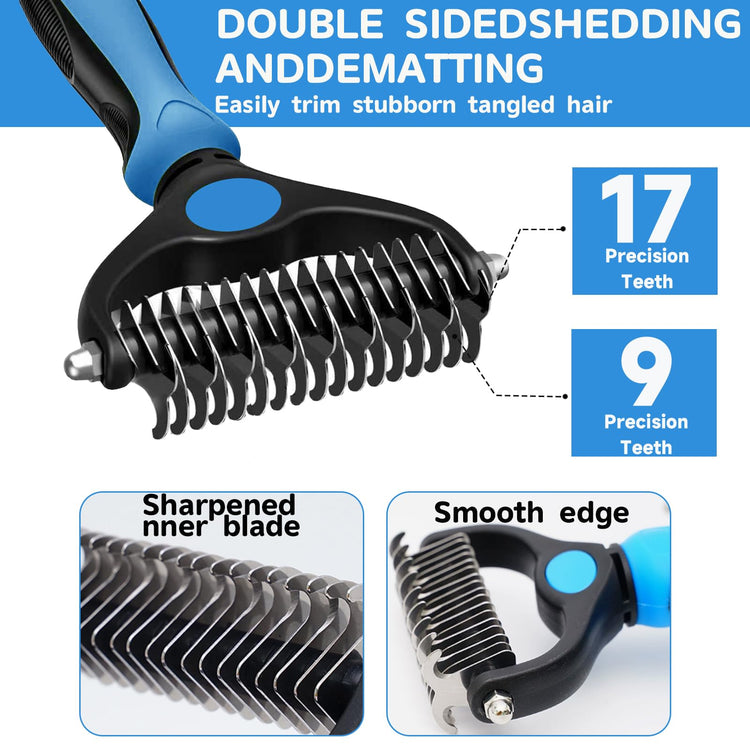 4PCS Pet Pro Grooming Tool | Pet Grooming Rake | Dog Hair Remover | Dog Shampoo Brush 4-in-1 Pet Grooming Kit Suitable for detangling, Hair Removal, Bathing, and Massage