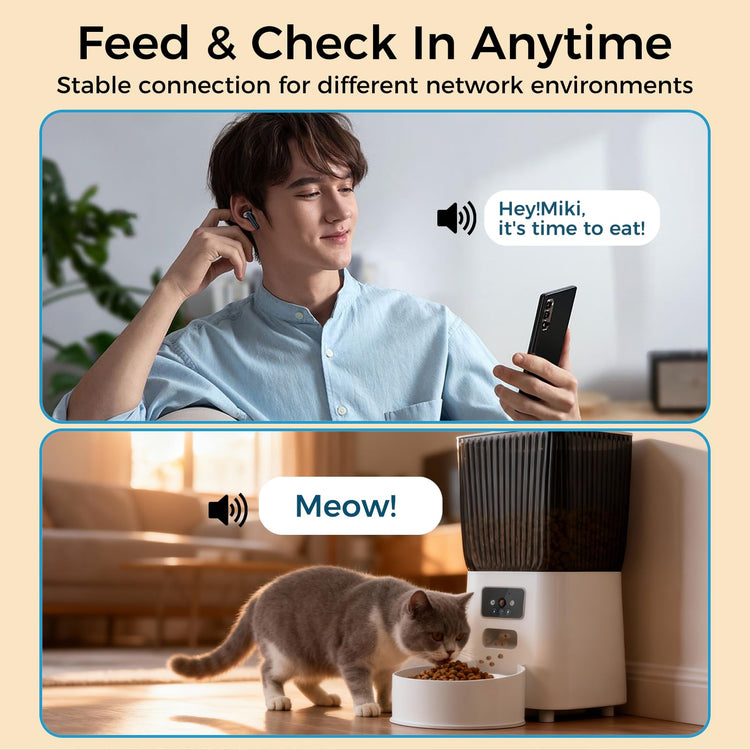 Automatic Cat Feeder with Camera, 5L Smart Dog Food Dispenser with App Control, 1080P Night Vision, Two-Way Audio. 22 Cups Large Hopper, Motion Detection, Timer (5L Single Bowl)