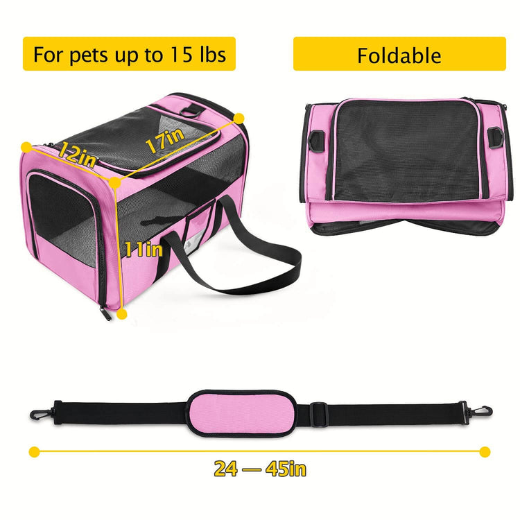 Refrze Cat Carrier,Dog Carriers for Small Dogs Medium Cats Pet Carrier up to 15 Lbs, TSA Airline Approved Cat Carrier Soft, Cat Dog Crate Travel Bag,Grey