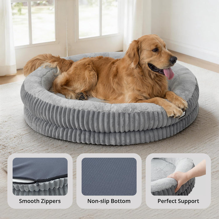 BALANCE Cat Bed Kitten Bed, Washable Round Cat Beds for Indoor Cats, Super Soft Plush Faux Fur Pet Bed for Puppy and Kitten with Anti-Slip Bottom