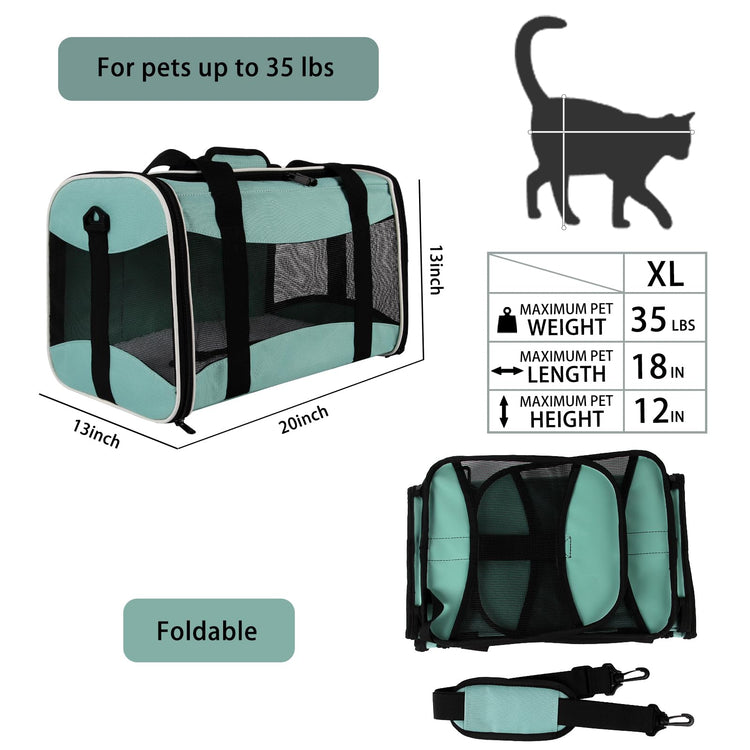 Cat Dog Carriers Soft-Sided Pet Carrier Large Cats for Medium Big Cat Small Dog Puppy up to 16lbs TSA Airline Approved Animal Collapsible Cat Carrier Carriers Travel Carrier Cat Bag (17x11x11)