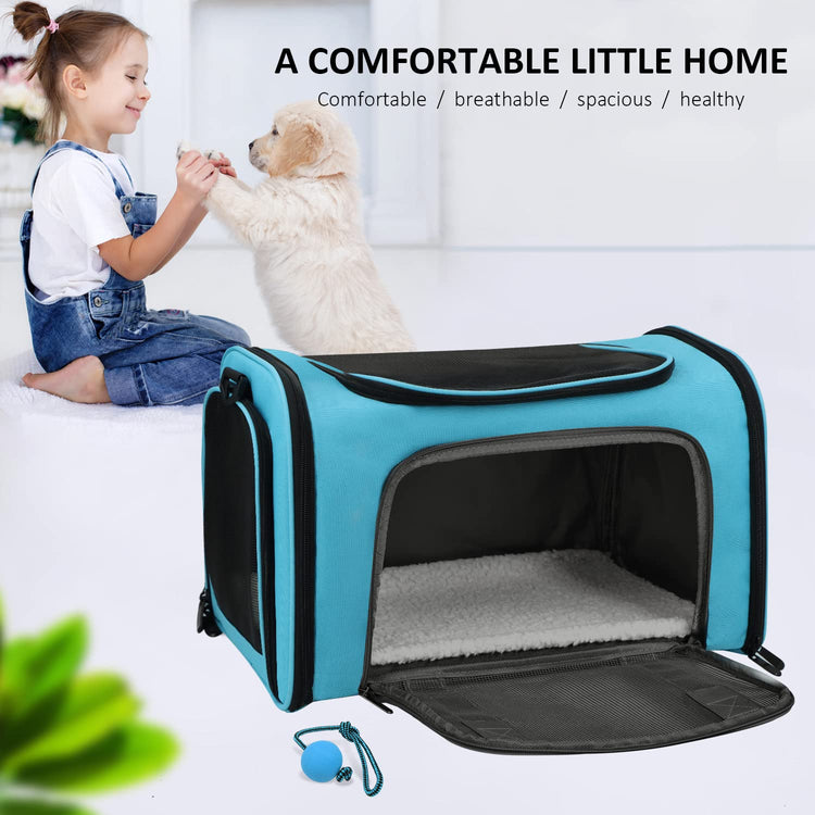 Henkelion Cat Carriers Dog Carrier Pet Carrier For Small / Medium Cats Dogs Puppies (Up To 15lbs), TSA Airline Approved Small Dog Carrier Soft Sided, Collapsible Waterproof Travel Puppy Carrier - Grey