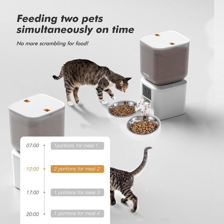 Automatic Dog Feeder - 8L/34 Cups Large Capacity Automatic Cat Food Dispenser with LCD Screen, Large Food Tray, Battery Operated, Timed Cat Feeder, Up to 50 Portions 6 Meals Per Day, Keeps Fresh