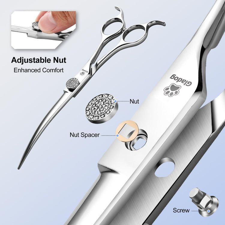 GLADOG Professional 5 in 1 Dog Grooming Scissors Set with Safety Round Tips, Sharp and Heavy-duty Pet Grooming Shears for Cats