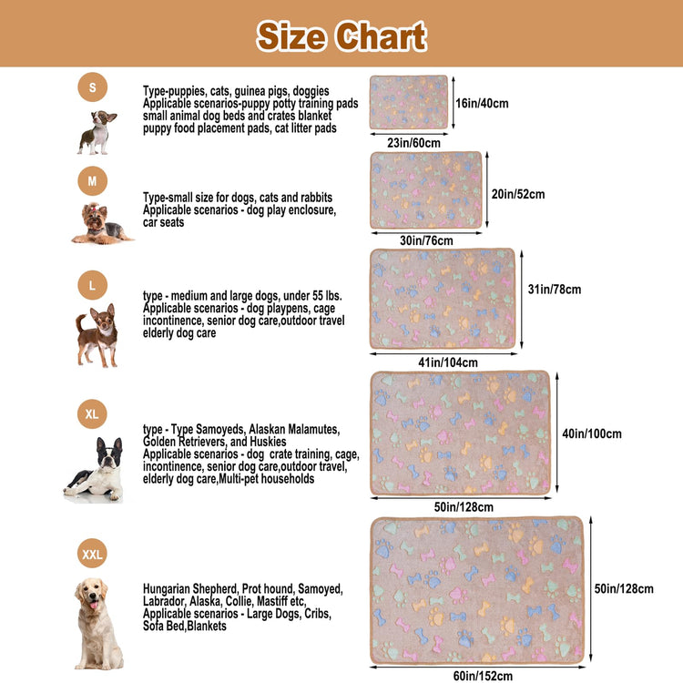Dono 1 Pack 3 Dog Blankets, Soft Fluffy Fleece Pet Blanket Warm Sleep Mat Paw Print Design Puppy Kitten Throw Blanket Doggy Mat Blanket for Dogs