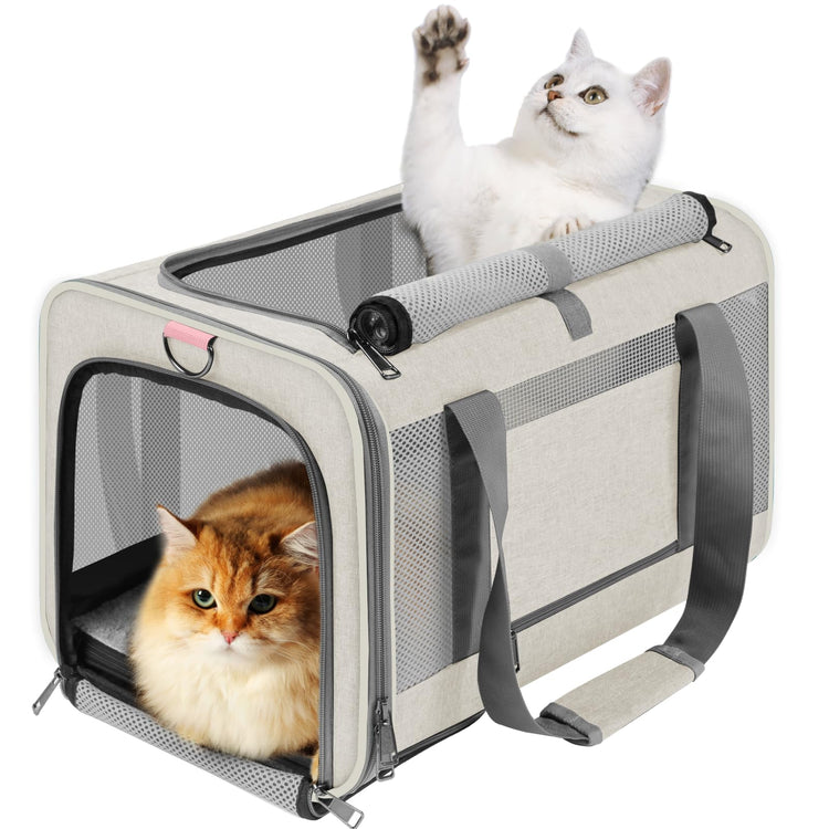 GAPZER Small Dog Carrier Cage Soft Chihuahua / Softshell Big Cat Carrier Maine Coon / Pet Taxi Carrying Bag over 25lbs / Top Loader Travel Kennel Brown