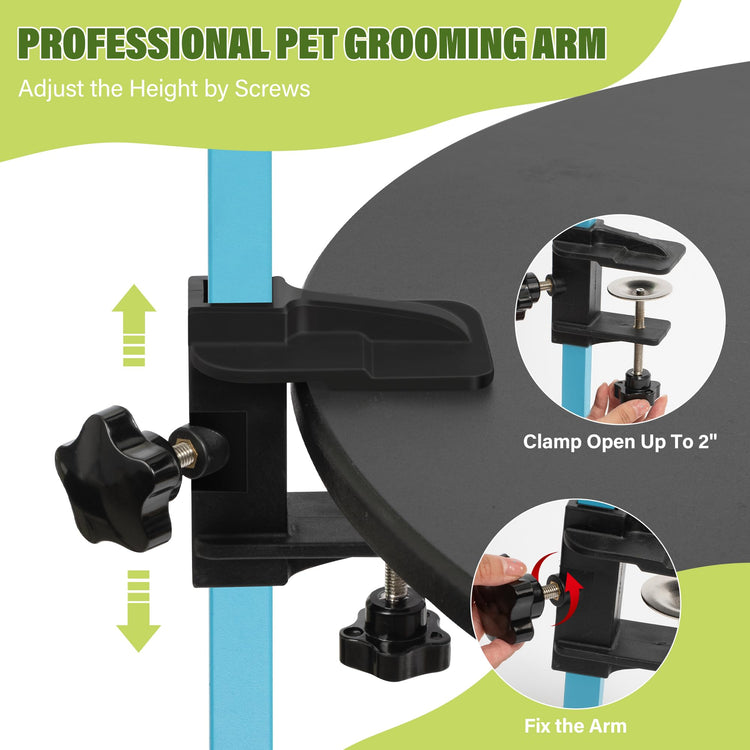 Dog Grooming Arm with Pet Grooming Hammock, getlstub 35" Pet Grooming Table Arm with Adjustable No Sit Haunch Holders, Dog Grooming Stand with Loop Noose for Small and Medium Pets