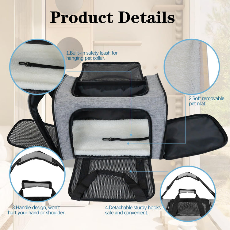 Cat, Dog Carrier for Small Medium Pet Carriers Up to15Lbs, Cats Carrier Soft- Sided Puppy Dogs Bag Portable Foldable Airline Approved Carrier Travel (Green 18 * 11 * 11)